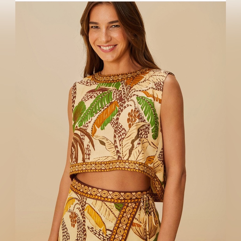 FARM Rio Foliage Sketch Sand Top